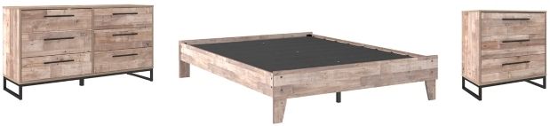 Signature Design by Ashley® Neilsville 3-Piece Whitewash Queen Platform Bed Set-0