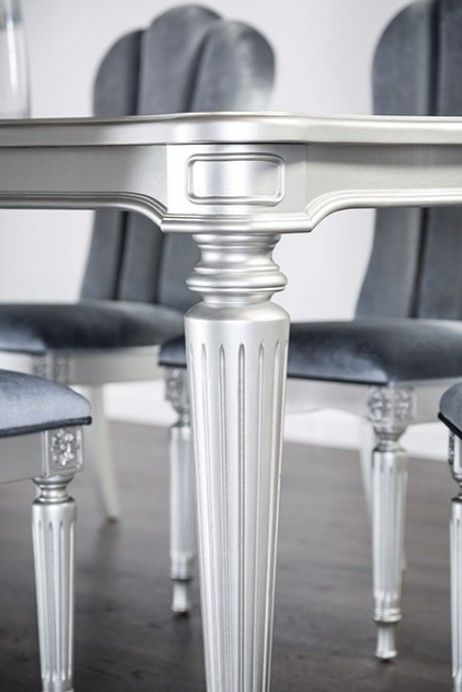 Furniture of America® Melodi Parc 7-Piece Silver Dining Table Set-3