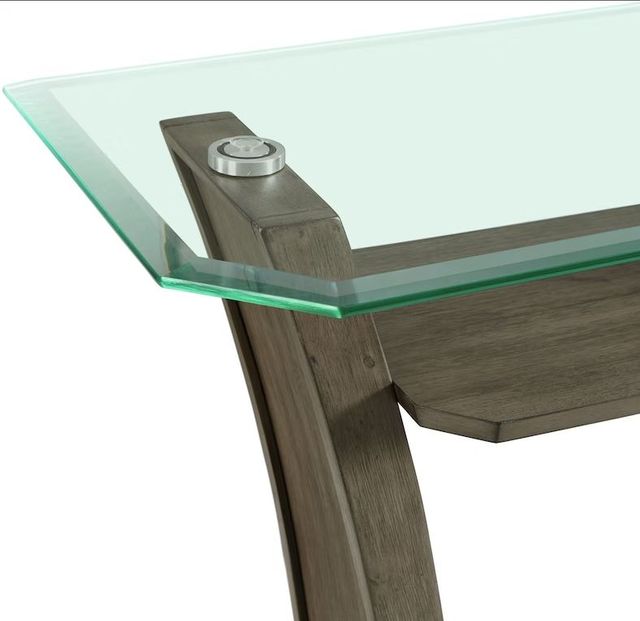 Elements International Dapper Glass Top Square End Table with Grey Base-3