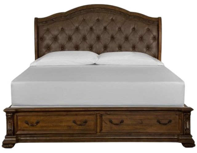 Magnussen Home® Durango Willadeene Brown Upholstered King Upholstered Sleigh Storage Bed-1