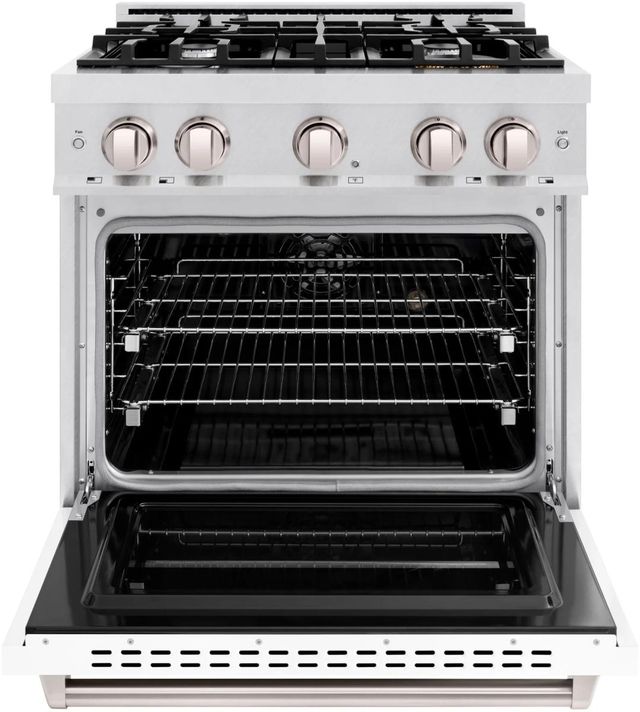 ZLINE Classic 30" Satin Stainless Steel Pro Style Dual Fuel Range with White Matte Door-1