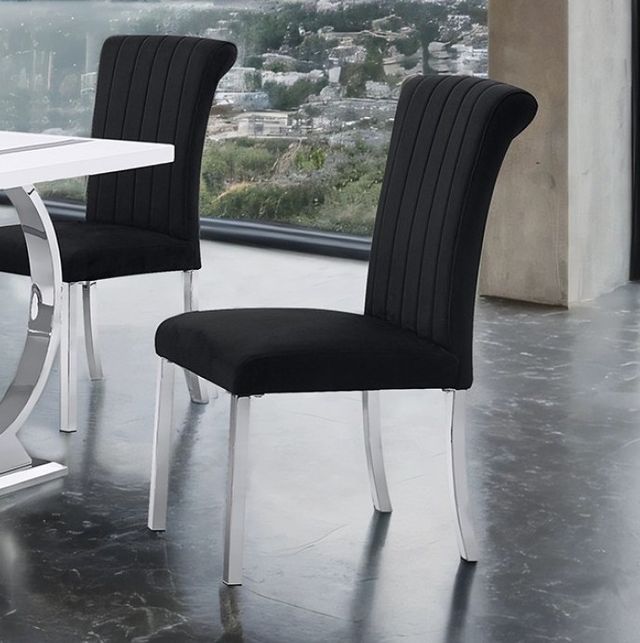Furniture of America® Holstebro 2-Piece Silver/Black Side Chair-2