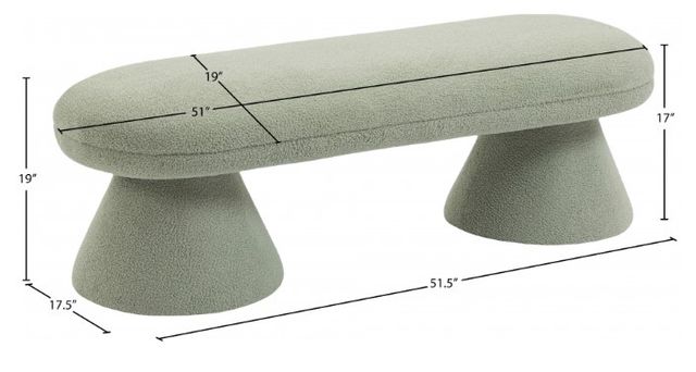 Meridian Furniture Drum Mint Faux Shearling Teddy Fabric Upholstered Bench-3