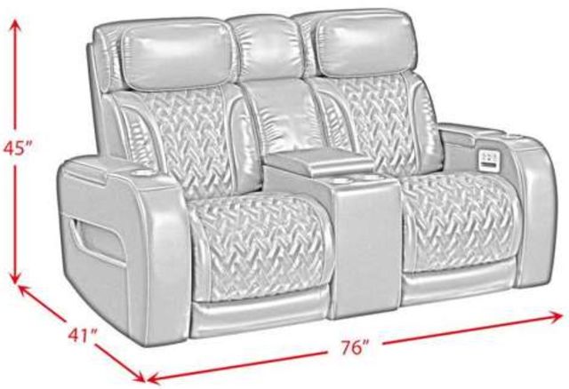 Elements International Prime Time P3 Jet Black Power Reclining Loveseat with LED-2