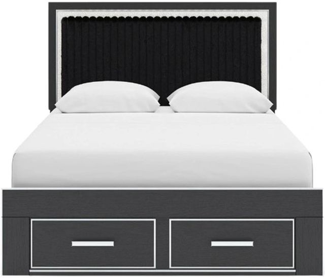 Signature Design by Ashley® Birmonton Black Queen Upholstered Storage Panel Bed-2