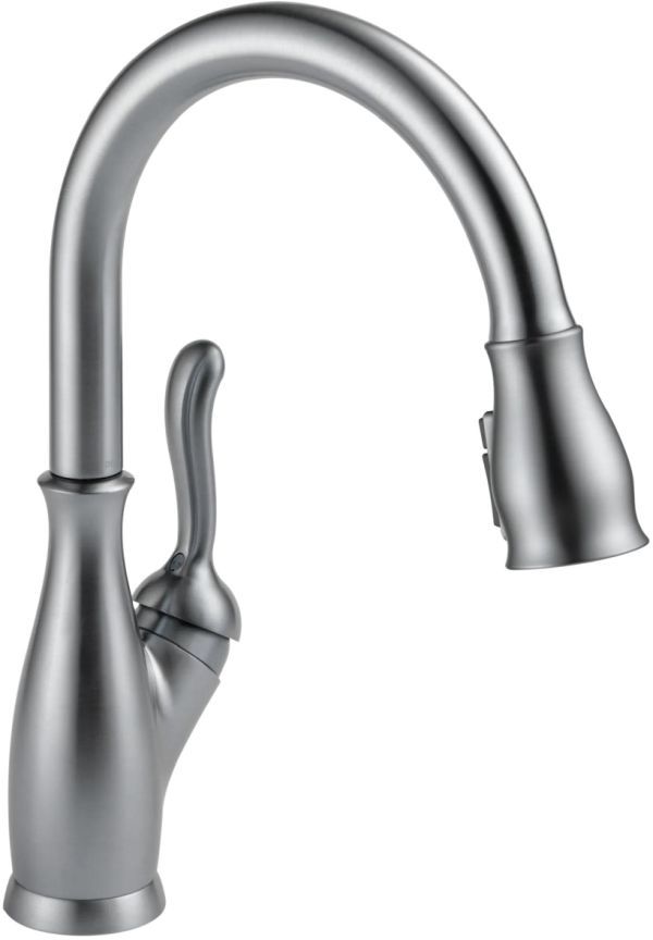 Delta Leland® Arctic Stainless Single Handle Kitchen Faucet with ShieldSpray®-0