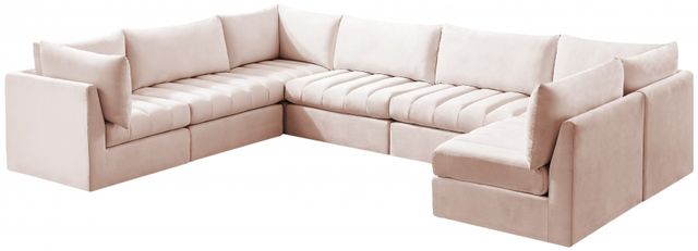 Meridian Furniture Jacob 7-Piece Pink Velvet Modular Sectional Set-0