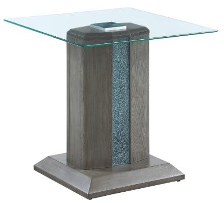 Mazin Furniture Spectra Glass Top End Table with Gray Base with LED-0