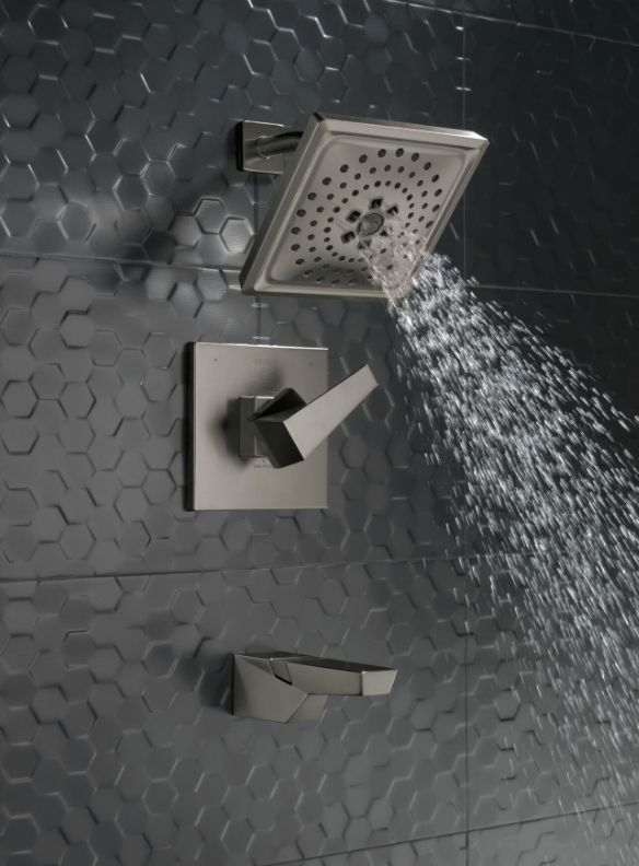 Delta Trillian® 14 Series Lumicoat® Black Stainless H2Okinetic Tub Shower Trim-2