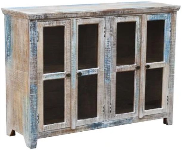 Jaipur Furniture Anika Group Katherine Coastal Blue Windowpane Cabinet-0