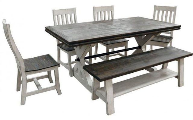 Million Dollar Rustic Springs Brown 42" Trestle Dining Table with White Legs -2