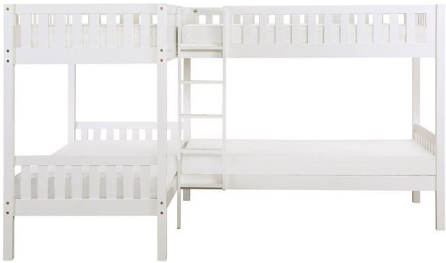 Mazin Furniture Galen White Twin Corner Bunk Bed-1