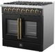 FORNO® Galiano Series Alta Qualita 36" Black and Antique Brass Pro Style Dual Fuel Range-3