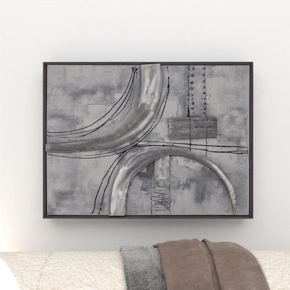 Deco Marche Gray Canvas Abstract Wall Art with Black Frame-4