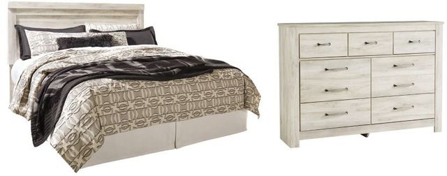 Signature Design by Ashley® Bellaby 2-Piece Whitewash King Panel Headboard Bed Set-0
