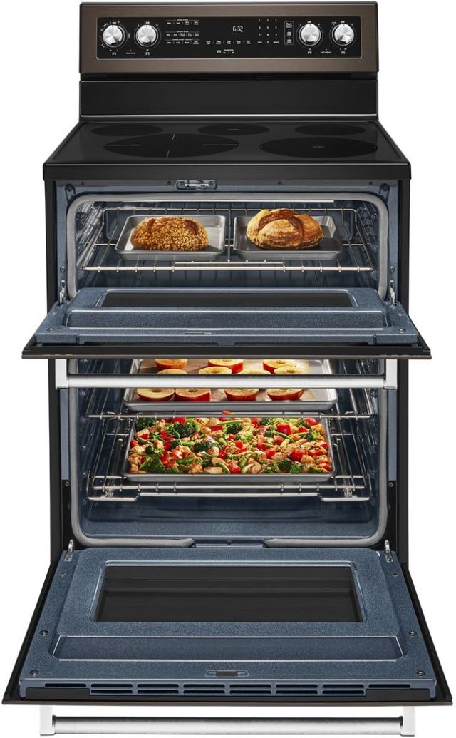 KitchenAid® 30" Black Stainless Steel with PrintShield™ Finish Freestanding Electric Double Convection Range-2