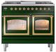 Ilve® Nostalgie II Noblesse 40'' Emerald Green Pro Style Dual Fuel Range with Brass Trim-1