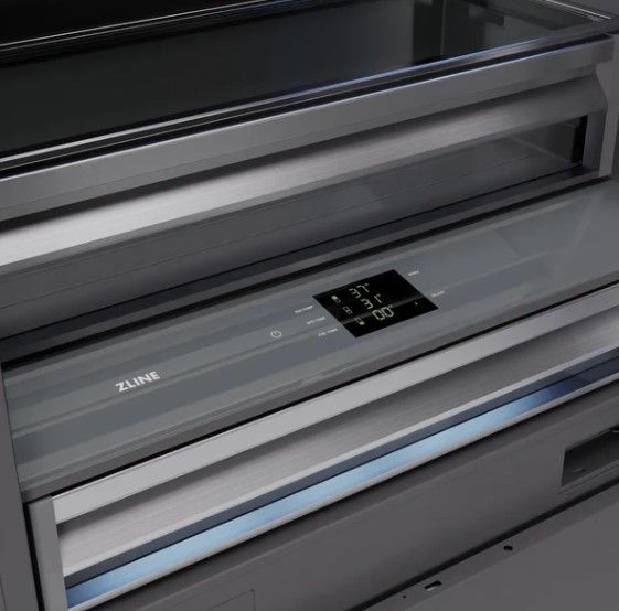 ZLINE Autograph Edition 36" 19.8 Cu. Ft. Panel Ready Built-In Bottom Freezer Refrigerator with Graphite Gray Interior and Polished Gold Accents-3
