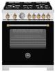 Bertazzoni Master Series 30" Fingerprint Resistant Nero Matt Pro Style Gas Range with Gold Accents-0