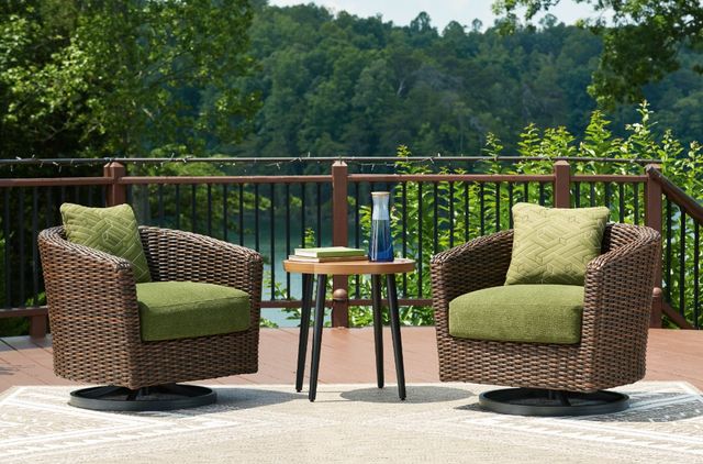 Signature Design by Ashley® Horizon Hall Brown/Green Aluminum/Fabric/Resin Outdoor Swivel Lounge Chair-4