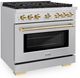 ZLINE Autograph Edition Paramount 36" Stainless Steel Pro Style Dual Fuel Range with Polished Gold Accents-2