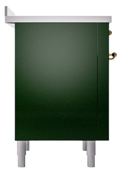Ilve® Nostalgie II Noblesse 36'' Emerald Green Pro Style Induction Range with Brass Trim-2