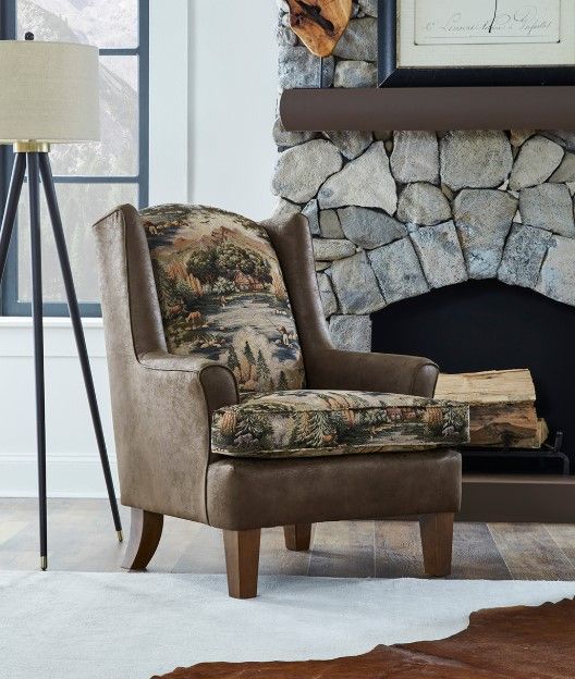 Best® Home Furnishings Field & Stream Home Andrea MFX1 Wing Back Chair with Dark Walnut Legs-4