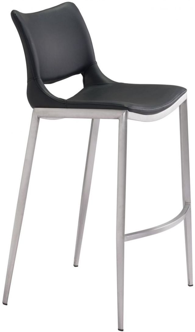 Zuo® Modern Ace Black/Silver Bar Chair-0