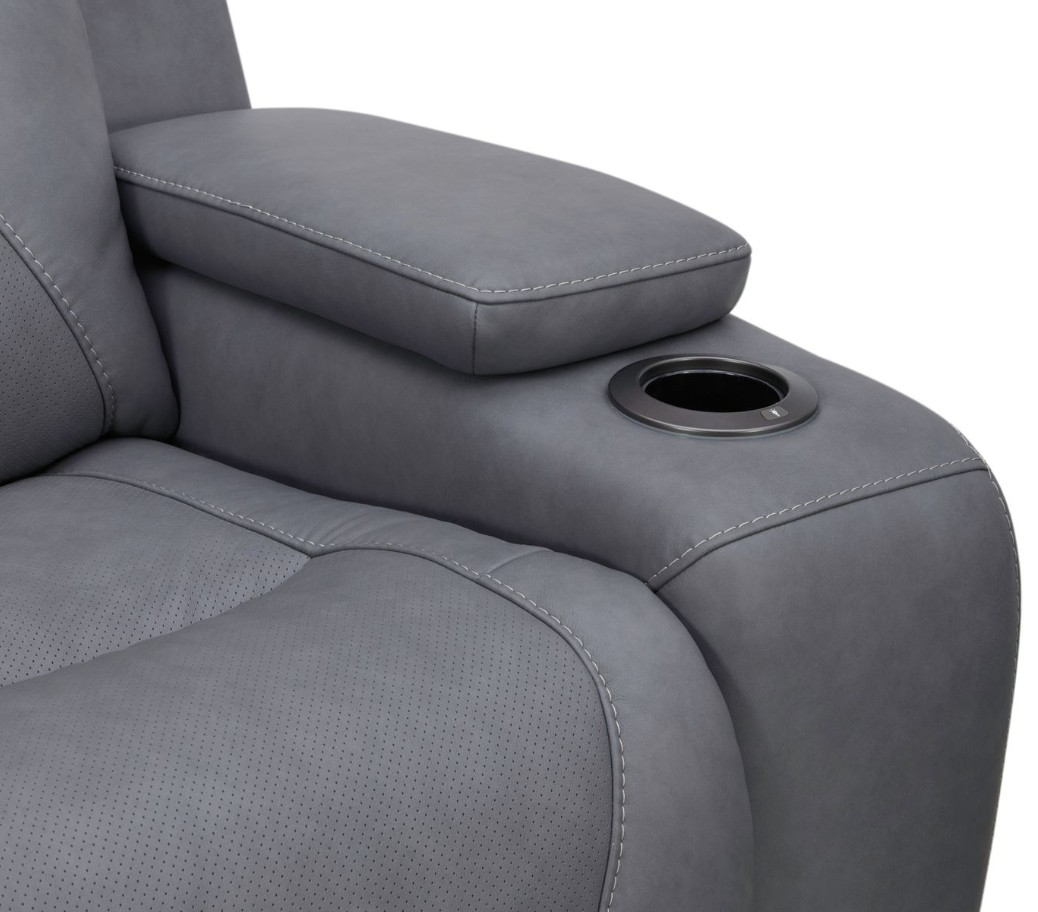 Liberty Furniture Chapman Aline Blue Gray Leather Power Reclining