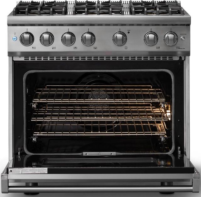 Viking® 5 Series 36" Stainless Steel Pro Style Gas (LP) Range with Polished Chrome Trim-1