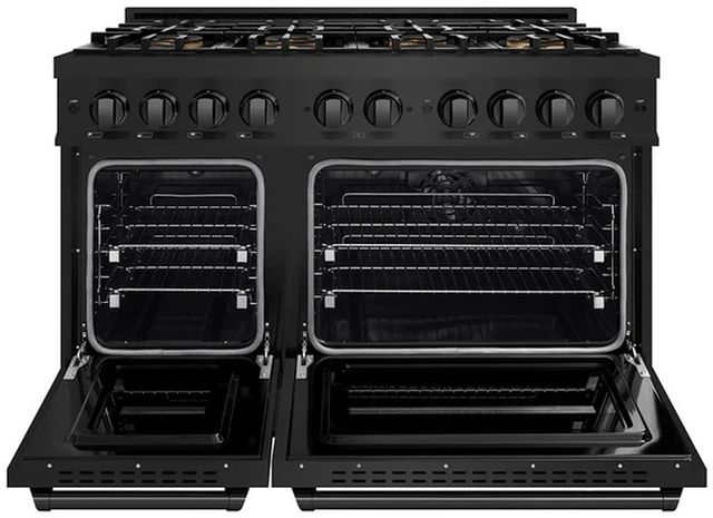 ZLINE 48" 6.7 cu. ft. Dual Fuel Range with 8 Burner DuoPro™ Cooktop and Dual Ovens in Black Stainless Steel -1