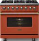 Viking® 5 Series 36" Spiced Cider Pro Style Dual Fuel (LP) Range with Brushed Brass Trim-2