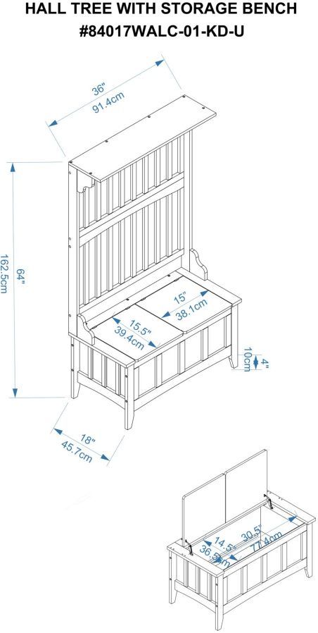 Linon Mission Walnut Storage Hall Tree -2