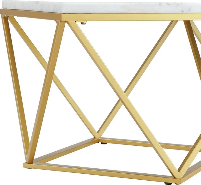 Elements International Riko White Rectangular Coffee Table with Gold Base-3