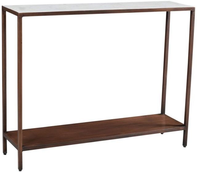 Moe's Home Collection Bottego White Marble Console Table with Antique Copper Frame-0