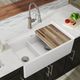 Elkay Fireclay 2-Piece White 33" x 19-15/16" x 9-3/16" 60/40 Double Bowl Farmhouse Workstation Sink Set with Aqua Divide-4