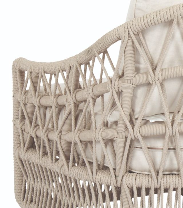 Sunset West Dana Natural Linen Aluminum/Olefin Rope Outdoor Sofa with Linen Canvas Cushion-2