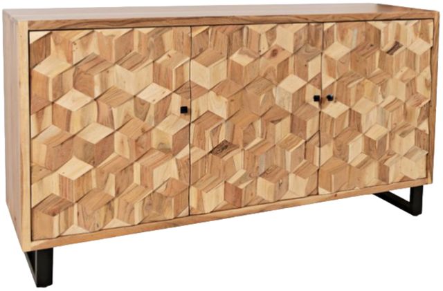 Jofran Inc. Geometrix Natural 3-Door Accent Cabinet-0