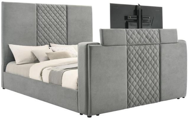 Coaster® Tara Gray Eastern King Upholstered Sleigh Bed-2