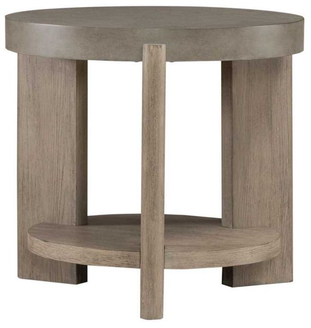 Liberty Furniture Affinity Gray Round End Table with Dusty Taupe Base-0