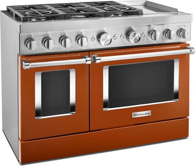 KitchenAid® 48" Scorched Orange Pro Style Dual Fuel Range with Griddle-2