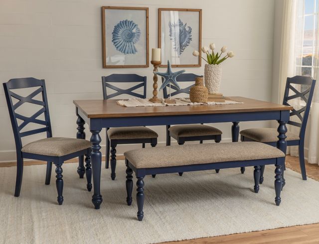 Powell® Trimble 6-Piece Beige/Brown/Navy Dining Set-1