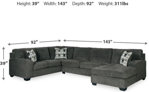 Signature Design by Ashley® Ballinasloe 3-Piece Smoke Right-Arm Facing Sectional and Chaise-2
