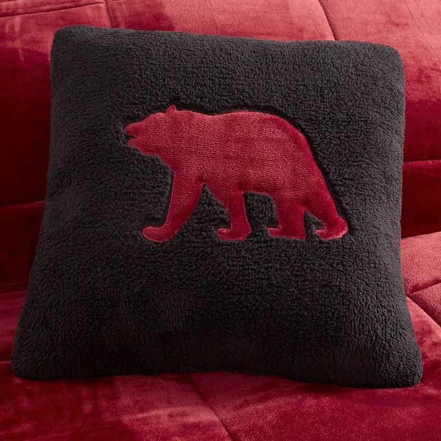 Olliix by Woolrich Alton Black and Red Twin Plush to Sherpa Down Alternative Comforter Set-4