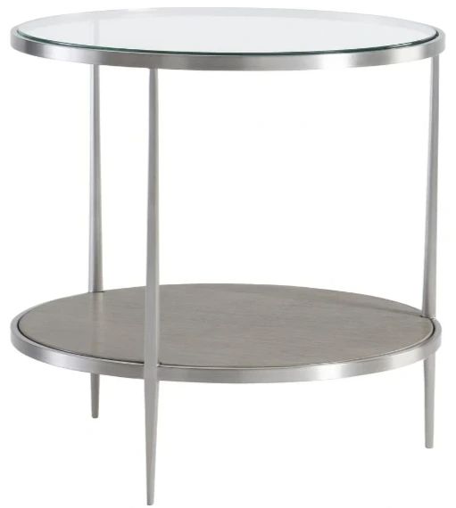Bernhardt Cornelia Glass Top Side Table with Brushed Stainless Steel Base-0