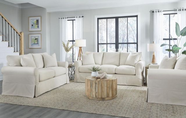 Fusion Furniture 9901 Sutton Sand Slipcovered Loveseat-1