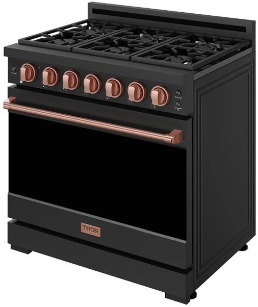 Thor Kitchen® Gordon Ramsay 36" Black/Rose Gold Freestanding Pro Style Gas Range with Precision Knob-3