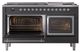 Ilve® Nostalgie II Noblesse 60'' Graphite Matte Pro Style Dual Fuel Range with Chrome Trim-3