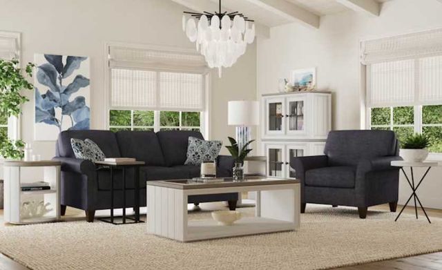 Flexsteel® Melody Gray Rectangular Coffee Table with Casters and White Base-1