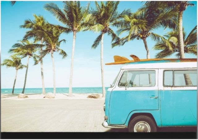 Classy Living Adventurous Beachside Surf Van Art Wall Art-0